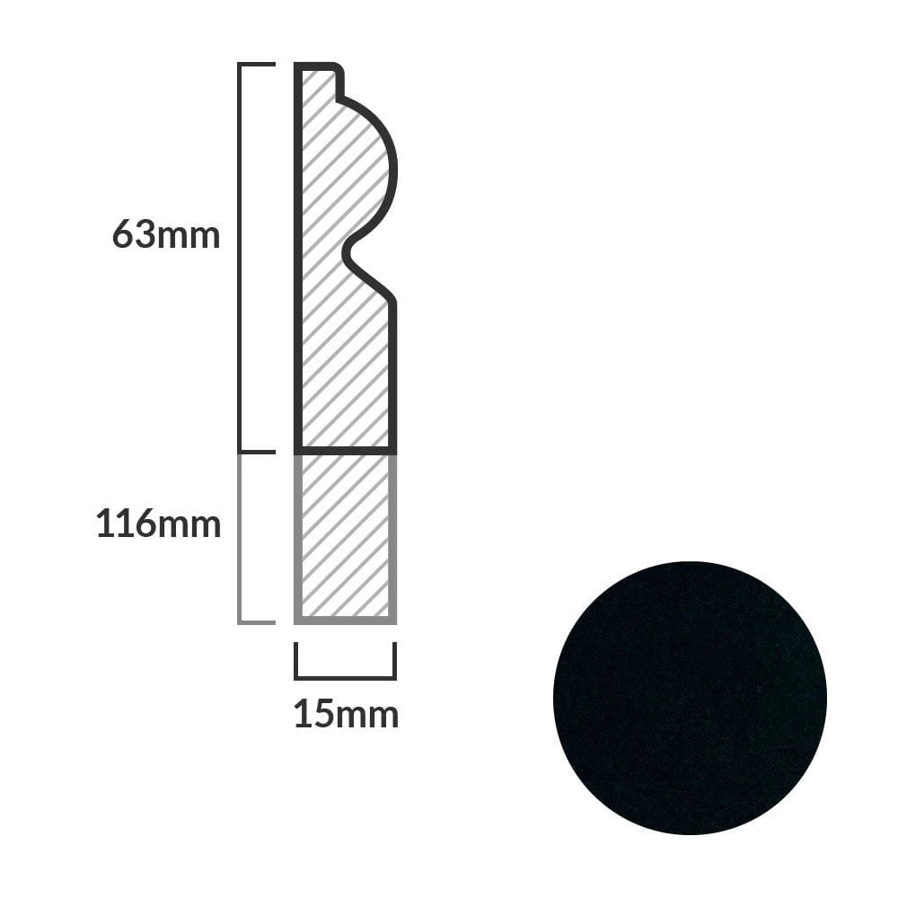 Leader Black Torus Laminate Skirting Board (2.4m) 2 Leader Black Torus Laminate Skirting Board (2.4m) - Image 2