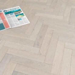 Liberty Floors Ivory White Oak - Herringbone Parquet 14mm Engineered Real Wood Flooring (219387) -Flooring Discount Store ivory white oak herringbone parquet 14mm engineered real wood flooring 219387 p85835 201396 image