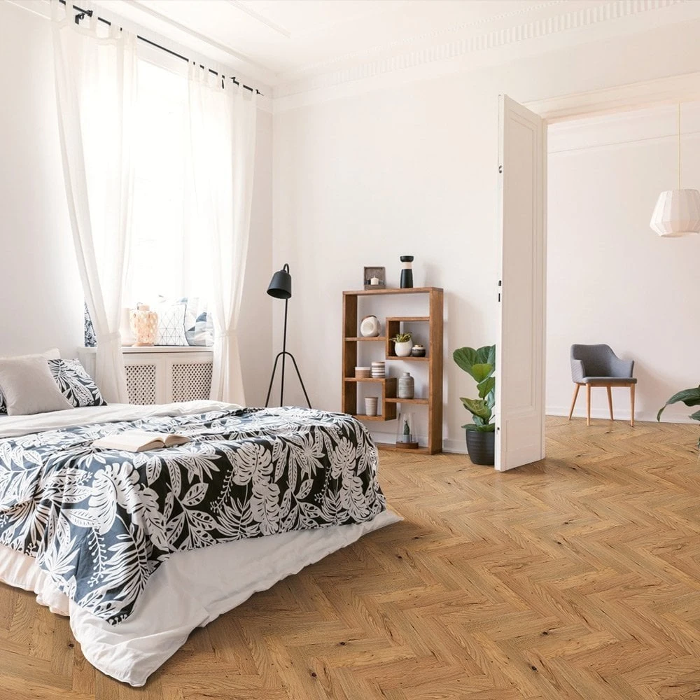 Liberty Floors Natural Oak Smoked - Herringbone Parquet 14mm Engineered Real Wood Flooring (219385) 1 Liberty Floors Natural Oak Smoked - Herringbone Parquet 14mm Engineered Real Wood Flooring (219385)