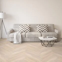 Liberty Floors Pearl White Oak - Manor Herringbone Parquet 14mm Engineered Real Wood Flooring (249872) -Flooring Discount Store pearl white oak manor herringbone parquet 14mm engineered real wood flooring 249872 p108539 236064 image