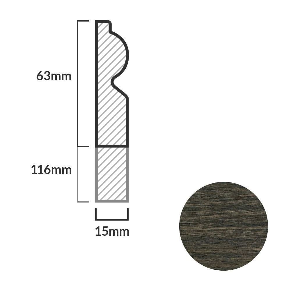 Leader Walnut Torus Laminate Skirting Board (2.4m) 2 Leader Walnut Torus Laminate Skirting Board (2.4m) - Image 2